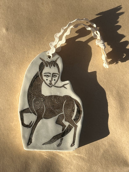 Deep Wood Wolf - Ceramic Ornament