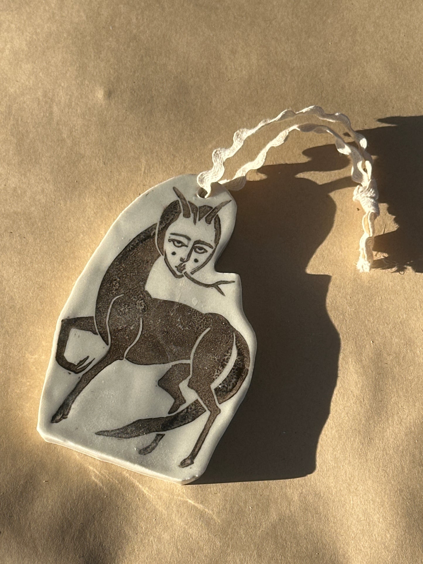 Deep Wood Wolf - Ceramic Ornament