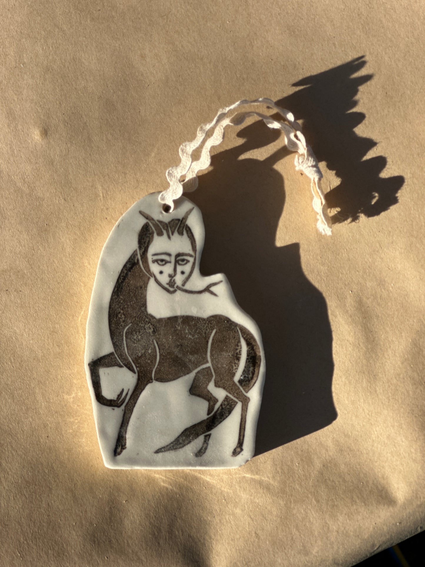 Deep Wood Wolf - Ceramic Ornament