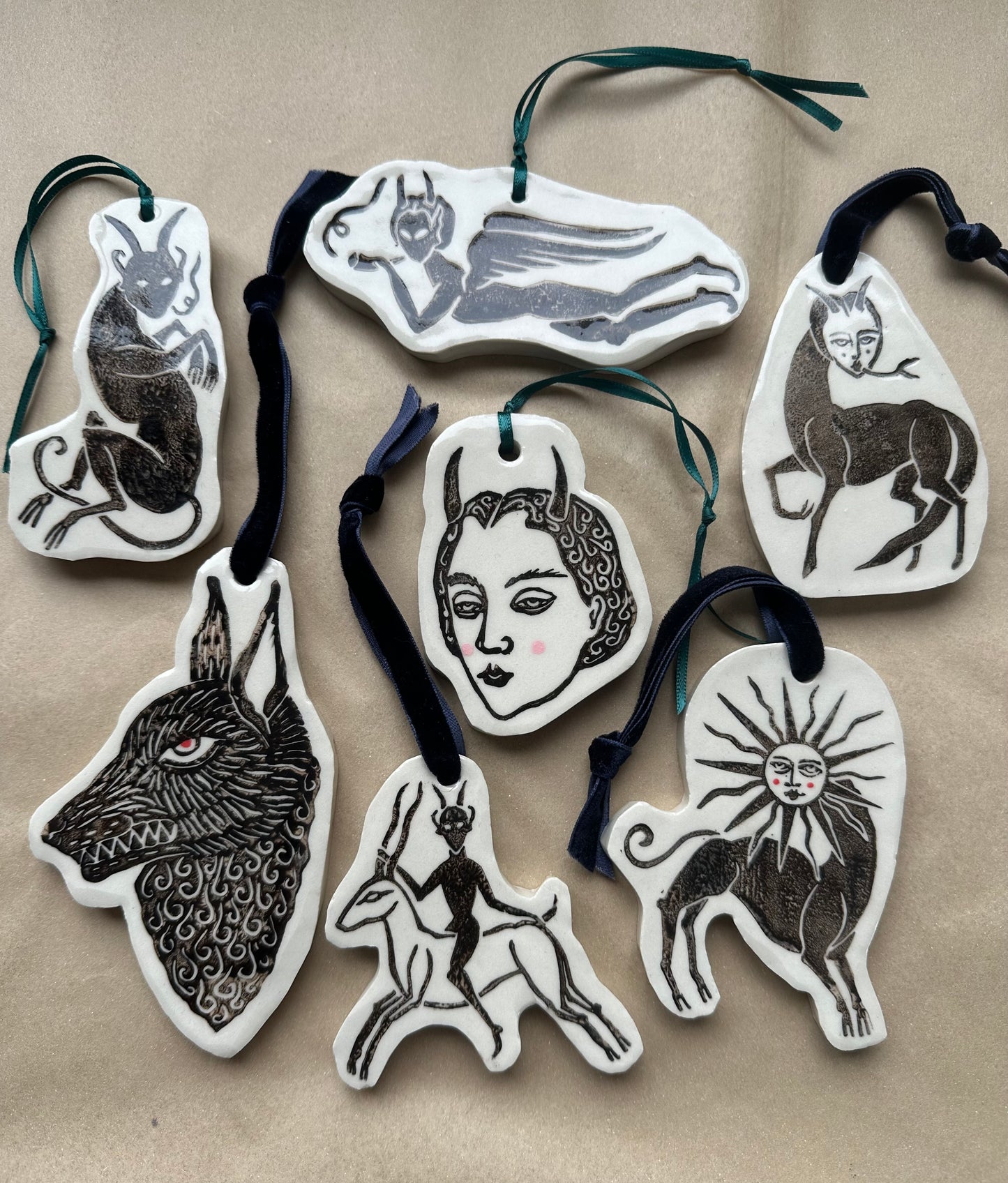 Full Set of 7 - Ceramic Ornaments