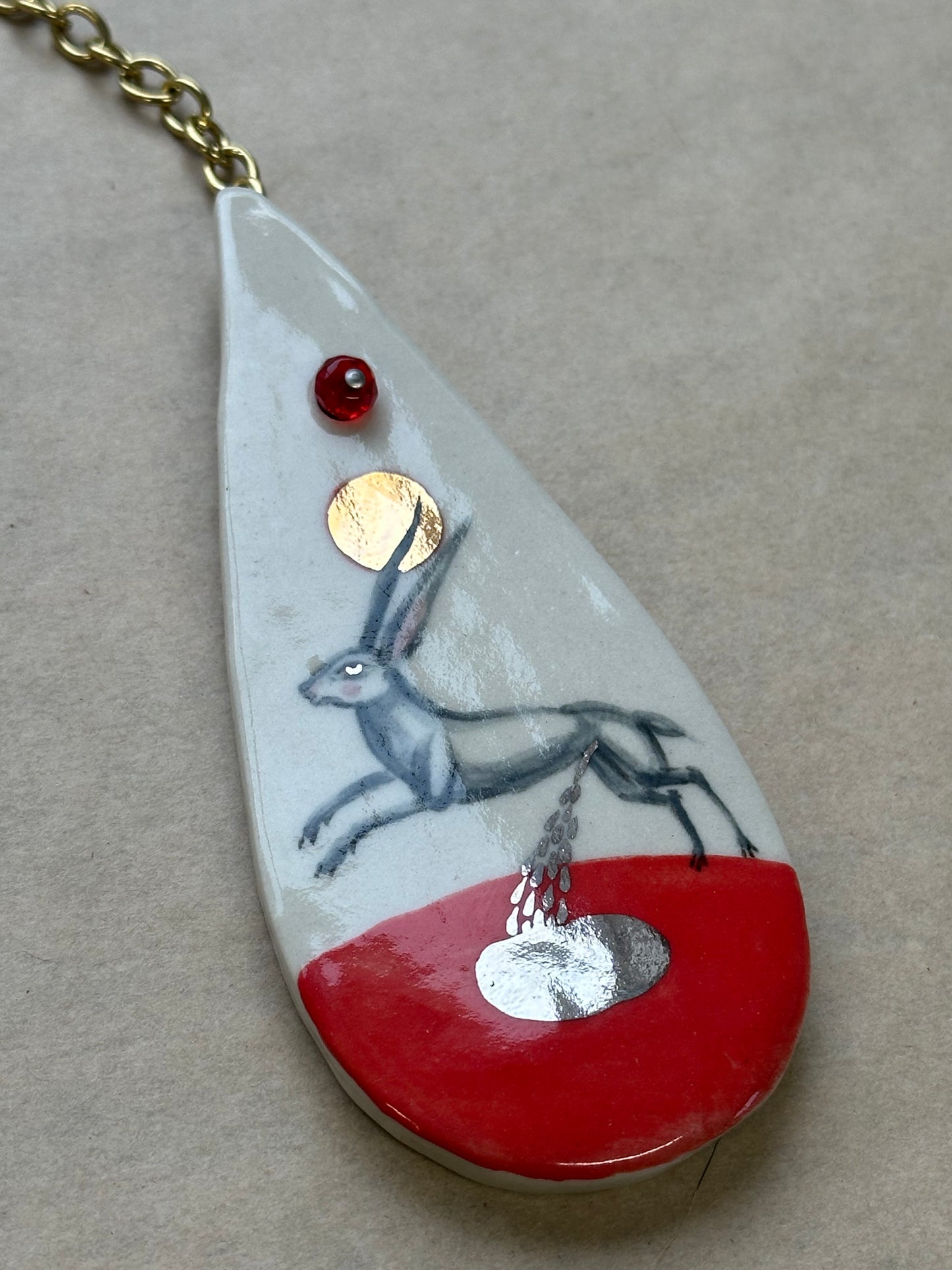 Pissing Hare - Ceramic Wall Charm