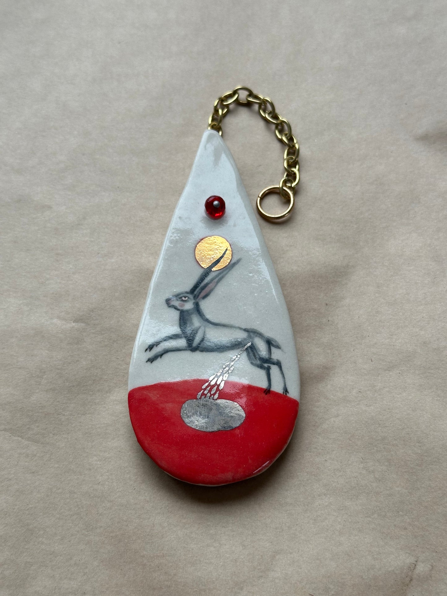 Pissing Hare - Ceramic Wall Charm