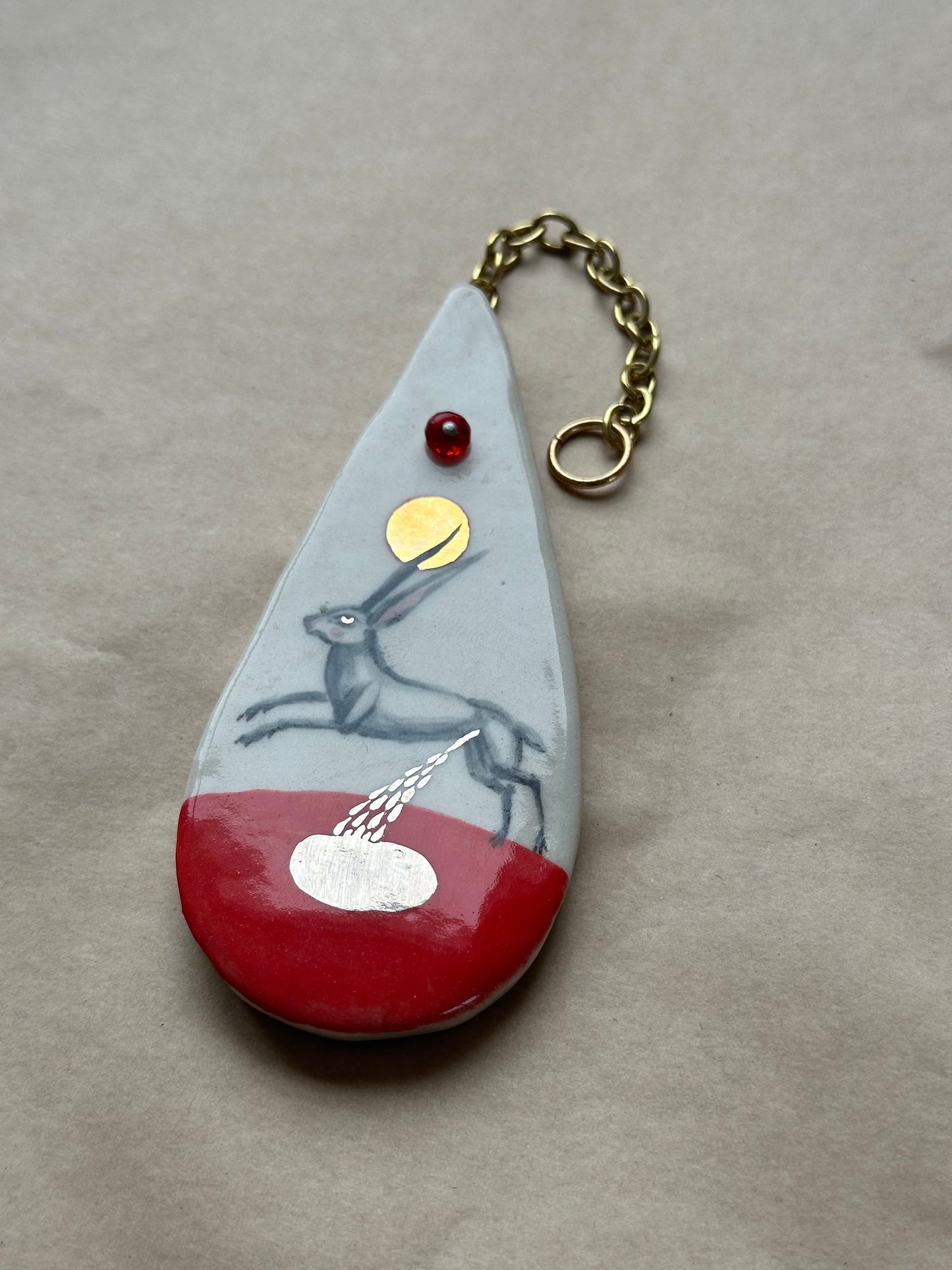 Pissing Hare - Ceramic Wall Charm