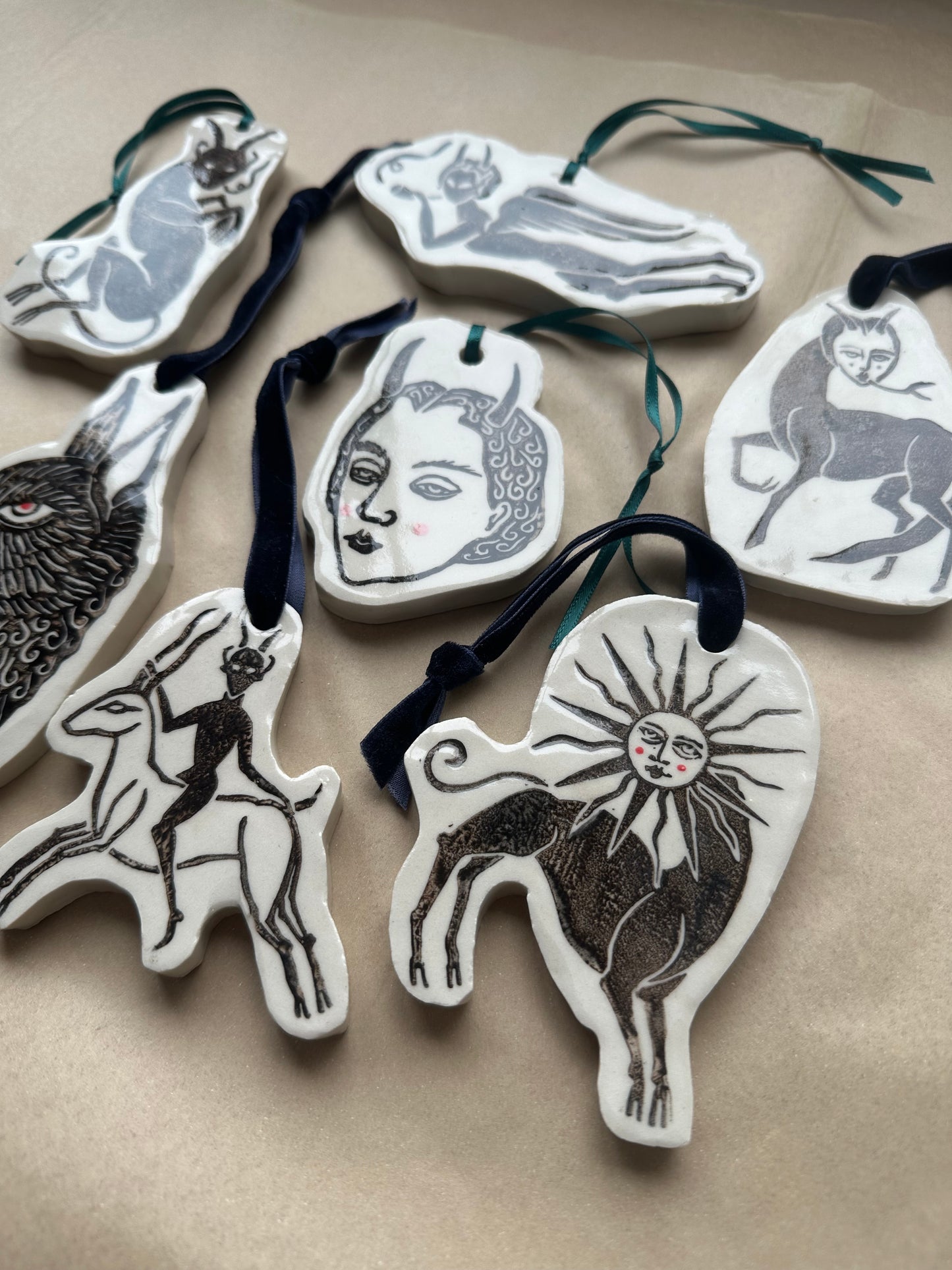 Full Set of 7 - Ceramic Ornaments
