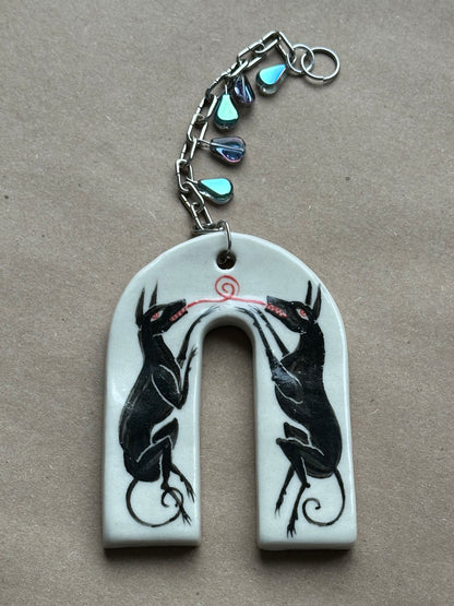 Twin Wolves - Ceramic Wall Charm