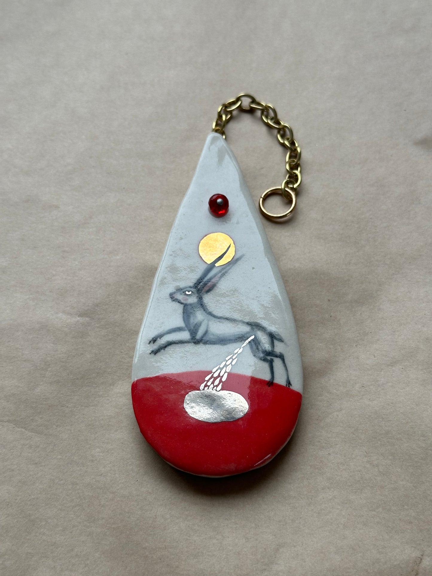Pissing Hare - Ceramic Wall Charm