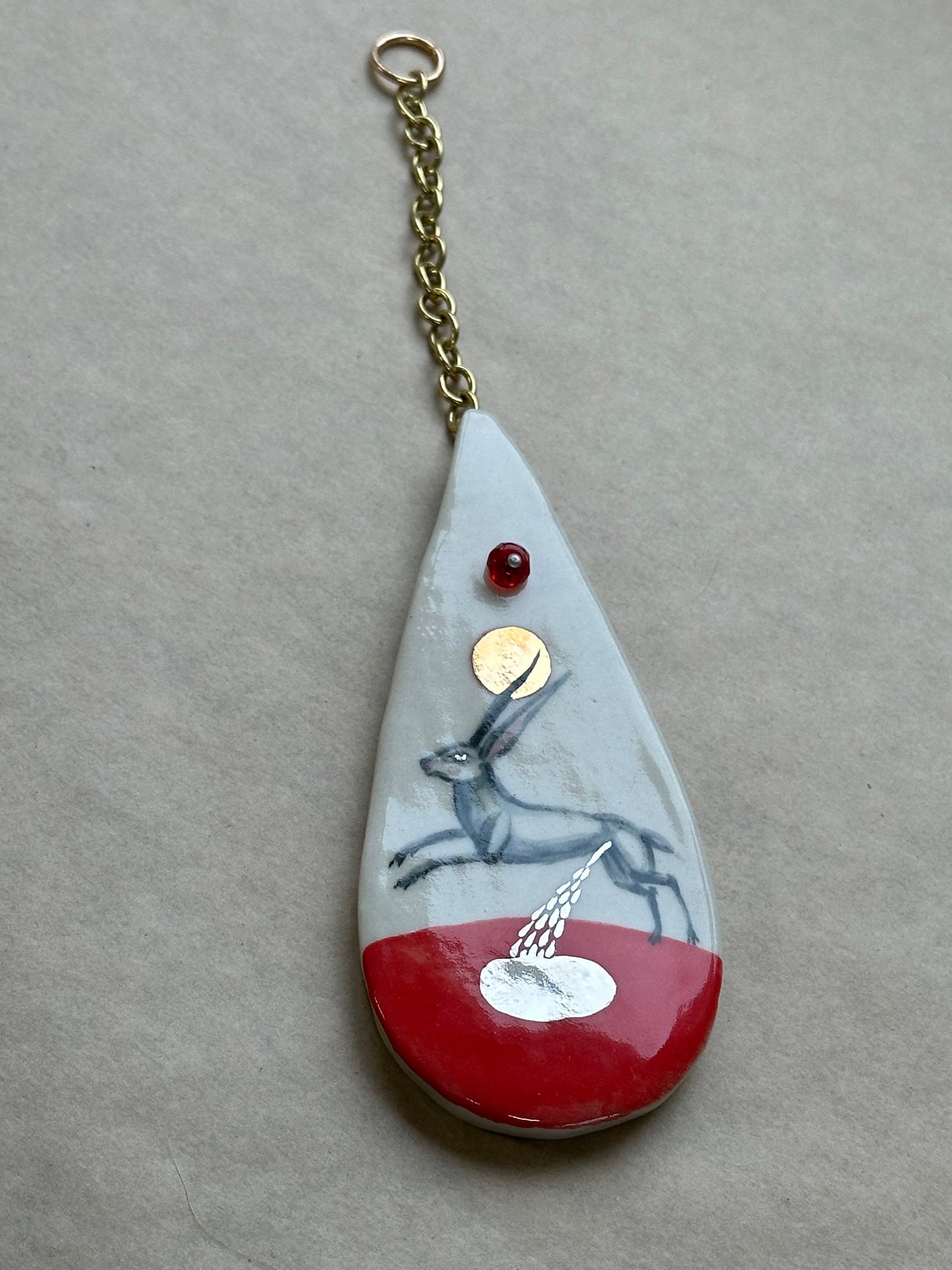 Pissing Hare - Ceramic Wall Charm