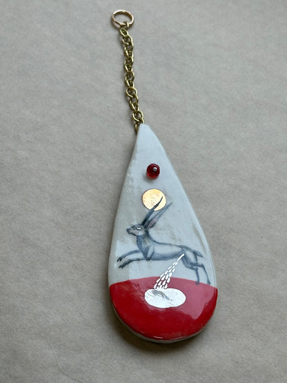 Pissing Hare - Ceramic Wall Charm