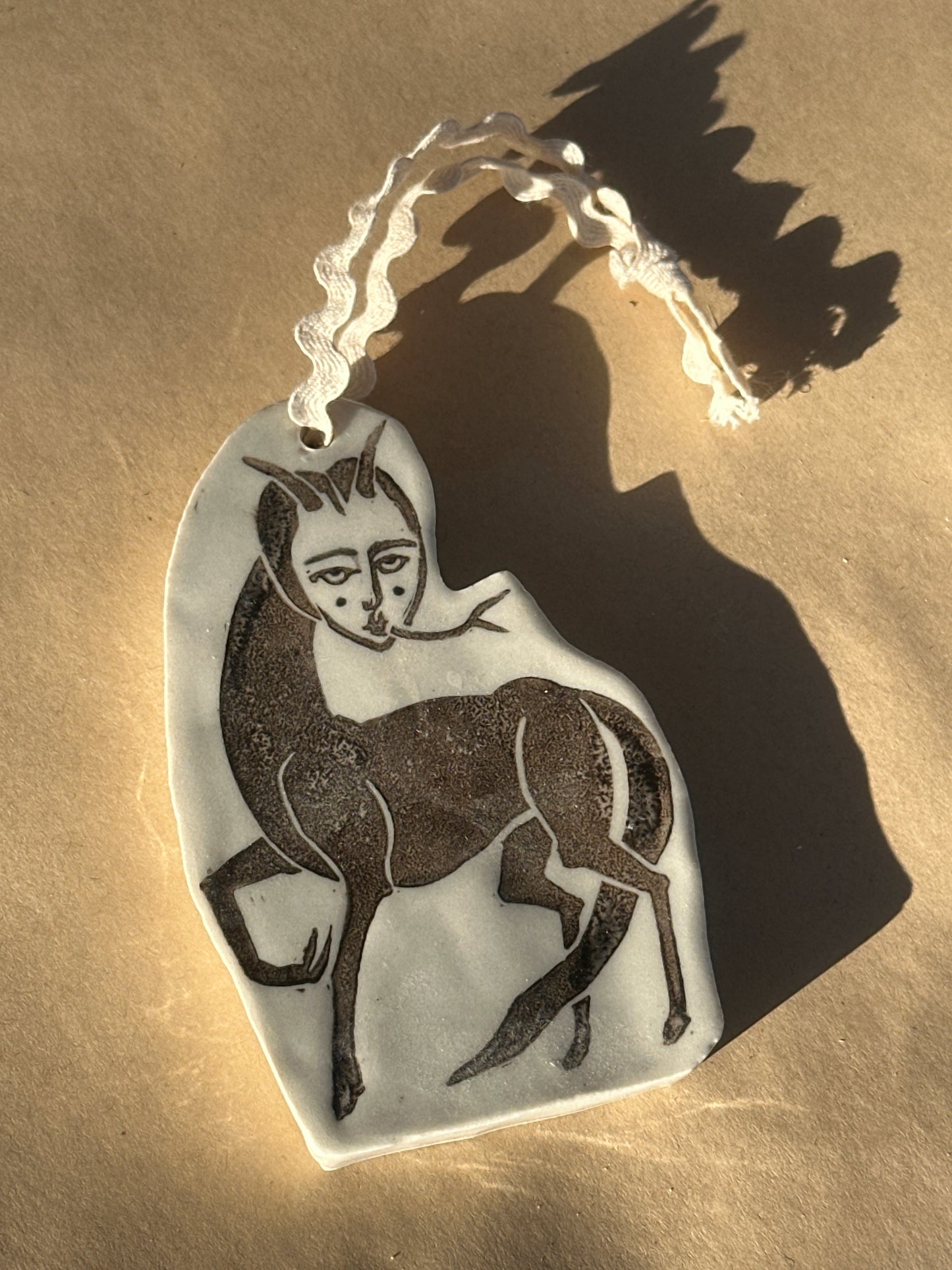 Deep Wood Wolf - Ceramic Ornament