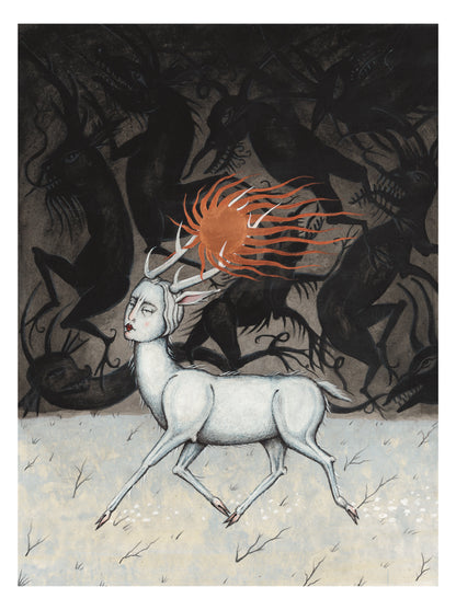 Deer Mother at Winter Soltice  - Franed Original